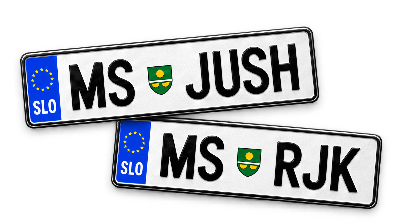 Registrski tablici MS JUSH in MS RJK z grbom Murske Sobote
